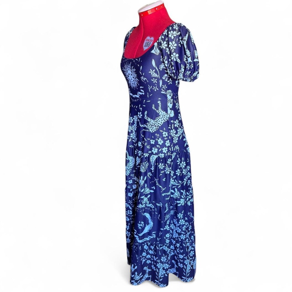 Smith & Quinn Small navy blue & white floral maxi dress celestial cottagecore - Picture 6 of 8